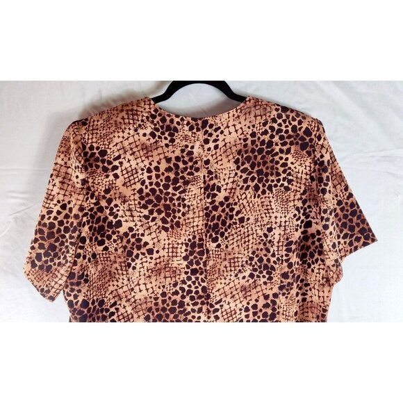 VTG 90s Brown Leopard Print Shirt Jacket Blazer by MHM Woman Sz 2X Career Office - Picture 7 of 9